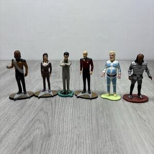 6 1992 Star Trek 4" Action Figure Lot Captain Kirk Lt. Worf Deanna Troi +